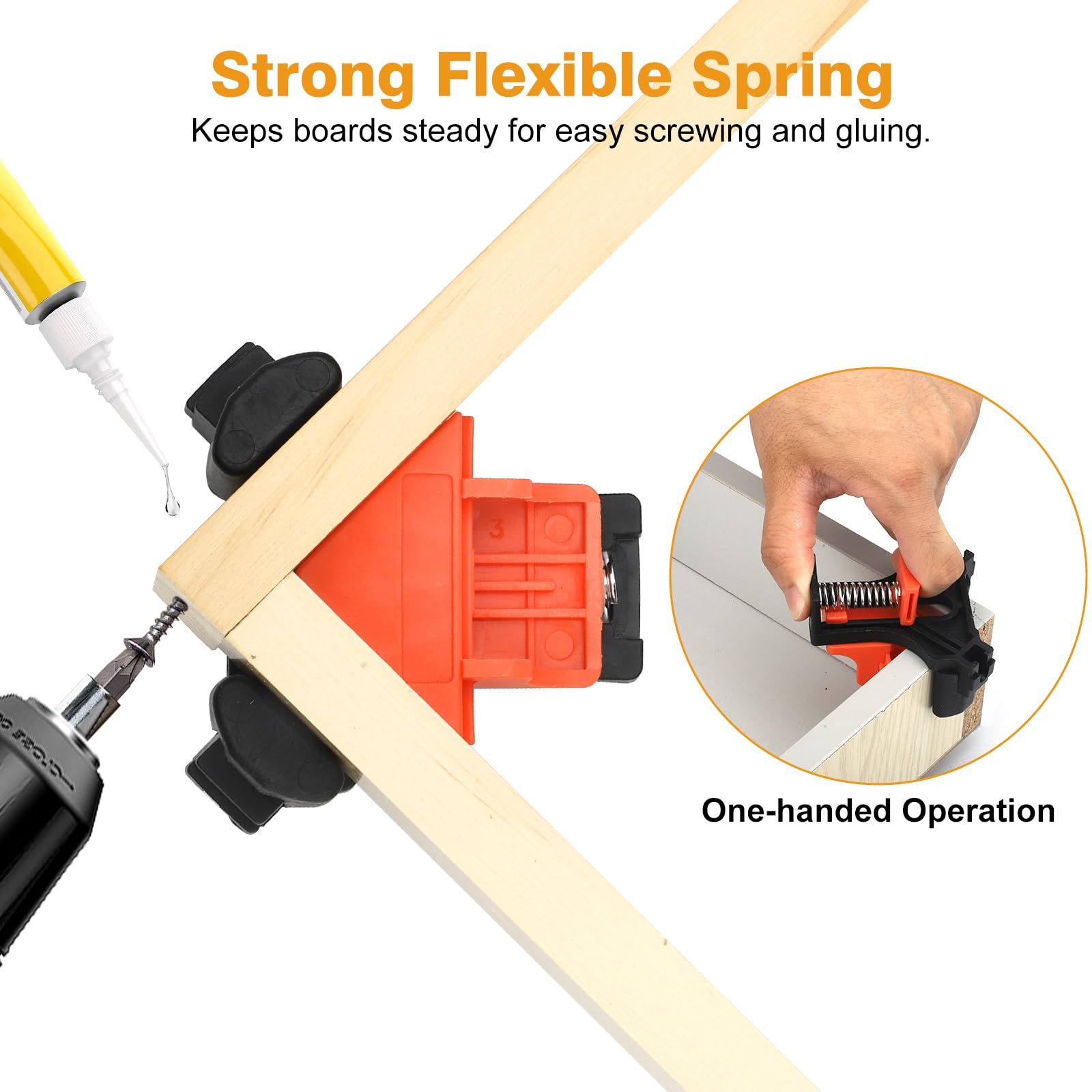 Coocoe 90°Adjustable Spring Loaded Wood Clamps