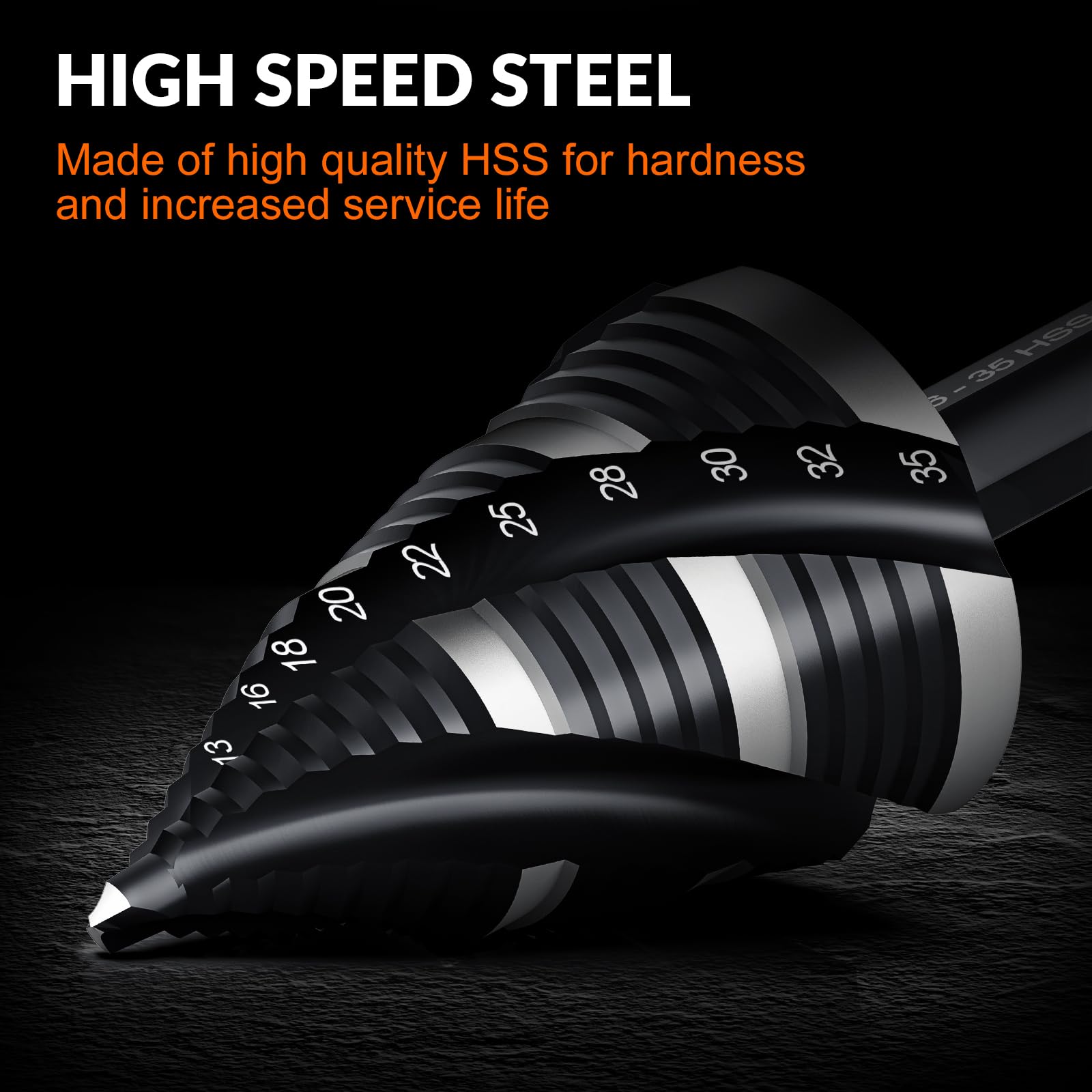 Coocoe Spiral Flute HSS Step Drill Bit Set