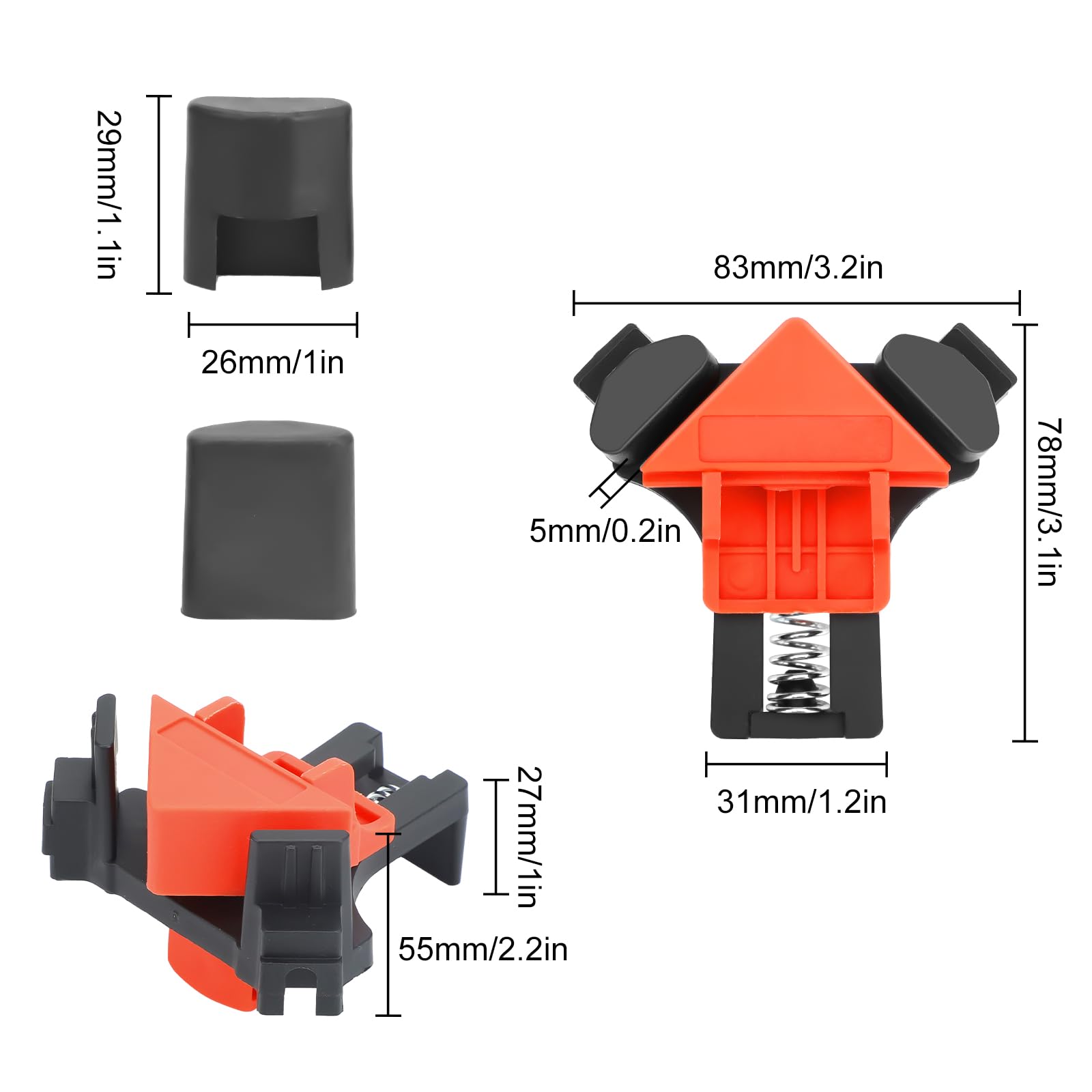 Coocoe 90°Adjustable Spring Loaded Wood Clamps