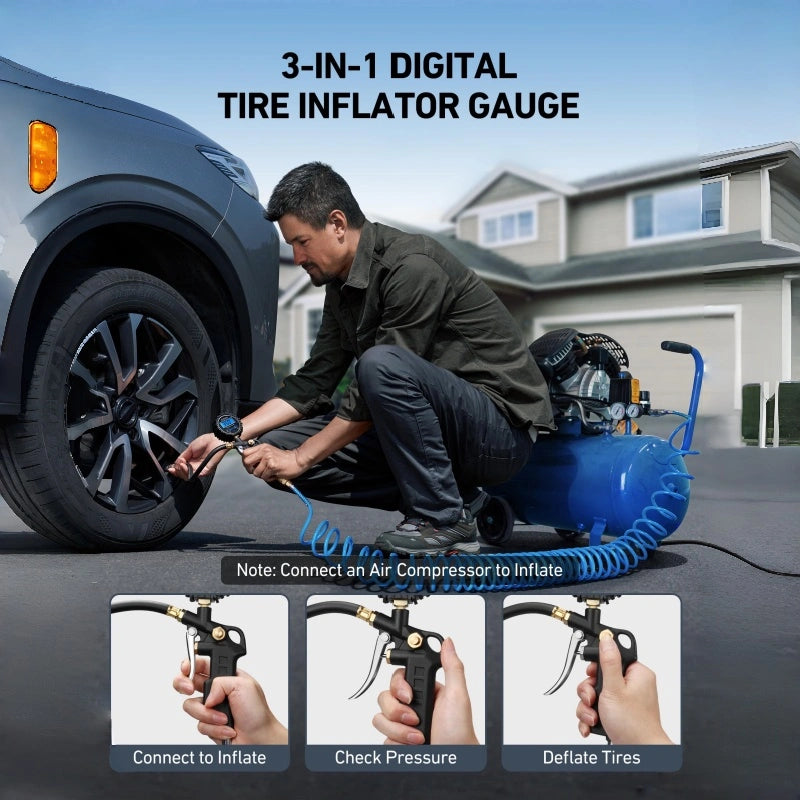 Coocoe Heavy-Duty Tire Pressure Gauge with Quick Connect Coupler