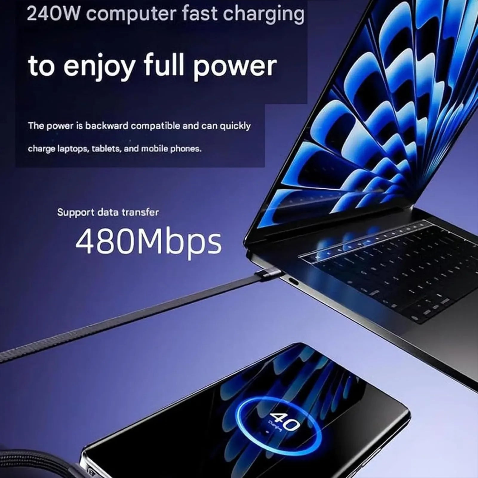 Coocoe 240W Fast-Charging 2-in-1 Stand Hidden Cable