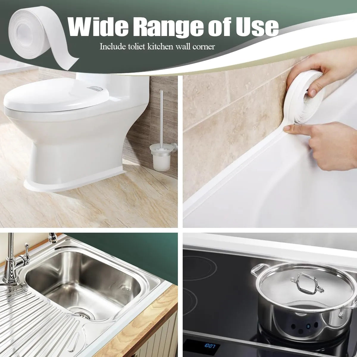 Coocoe Waterproof Self-Adhesive PVC Caulk Tape