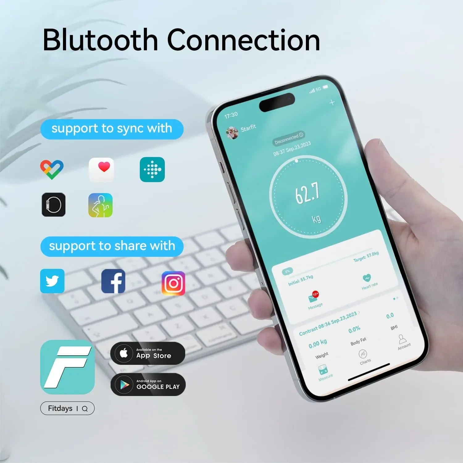 Coocoe High-Accuracy Bluetooth Body Fat Smart Scale