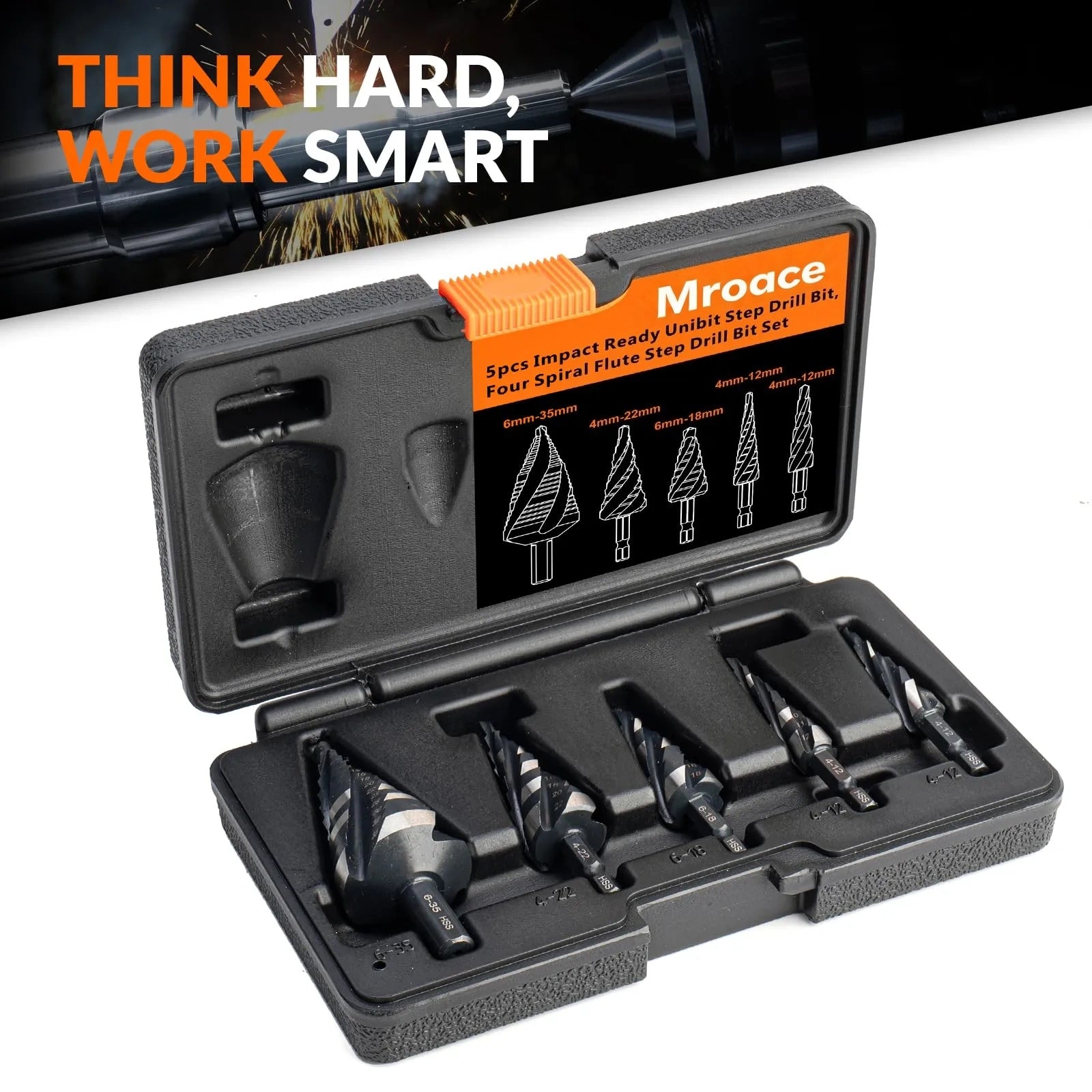 Coocoe Spiral Flute HSS Step Drill Bit Set