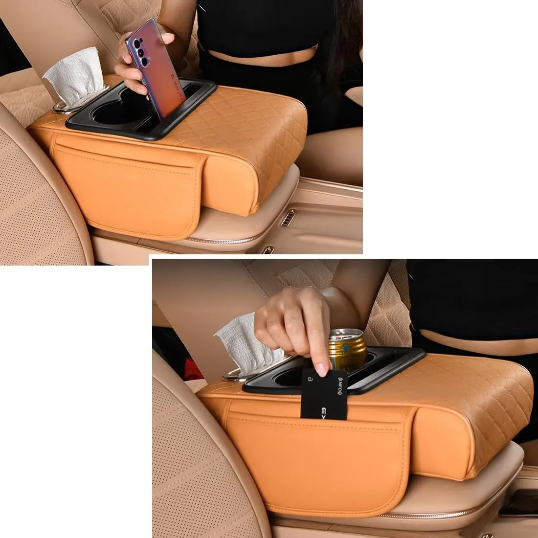 Coocoe 5-in-1 Multi-Function Car Organizer Armrest Cushion