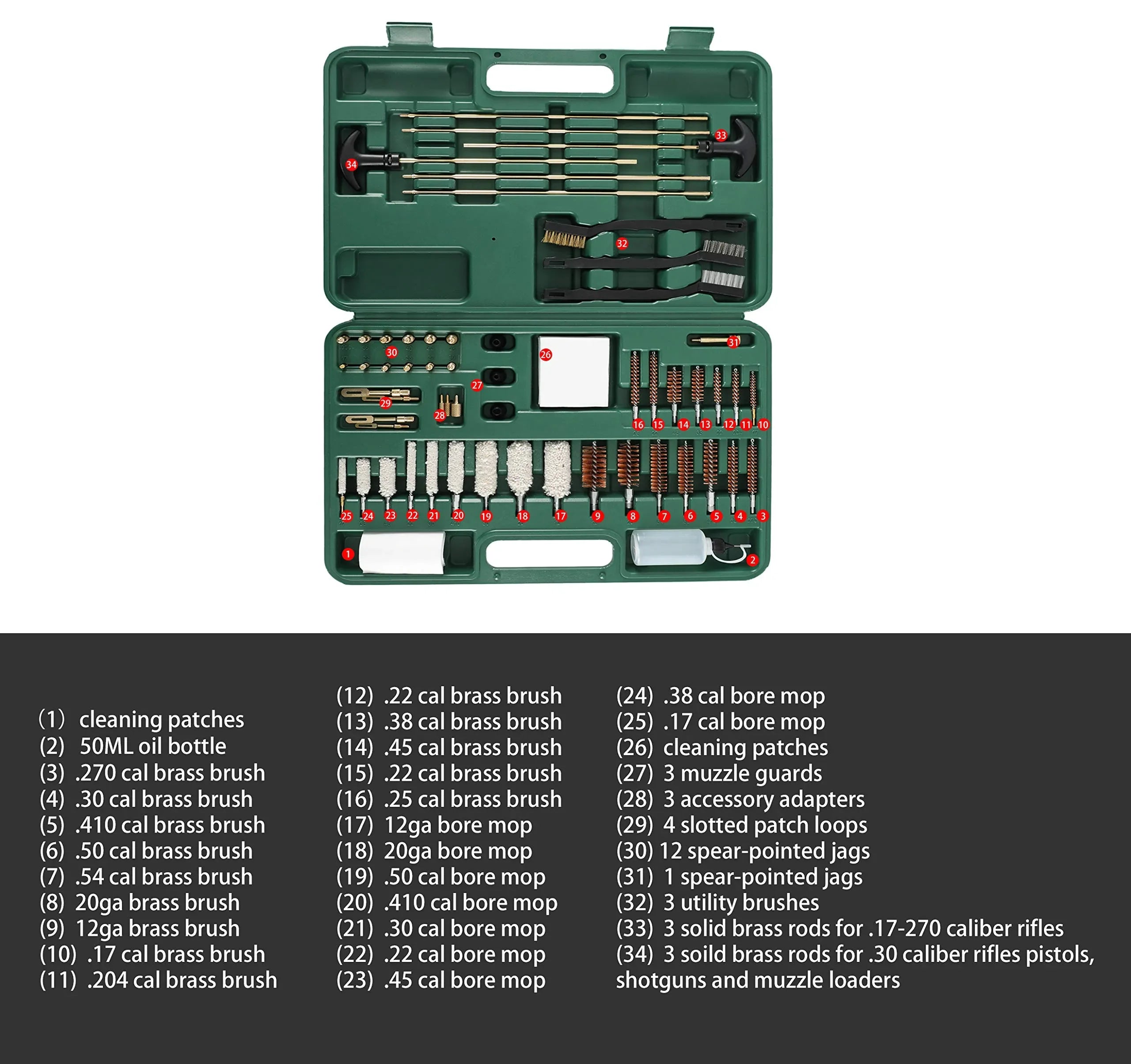 Coocoe Universal Multi-Caliber Gun Cleaning Kit