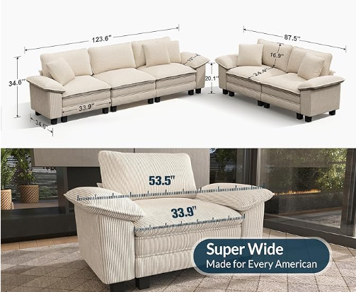 2 Pieces Modular Sectional Sofa Sets