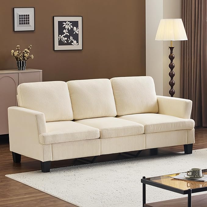Beige 83" Sofa Couches for Living Room