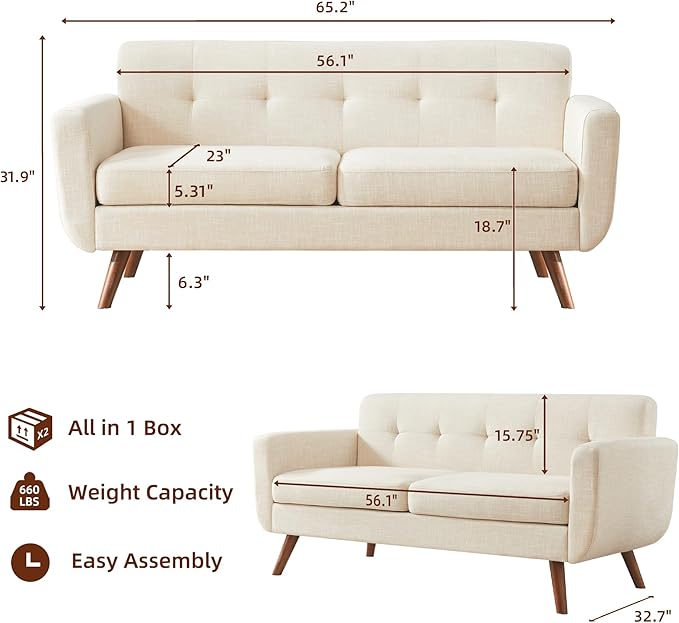  65" W Loveseat Sofa