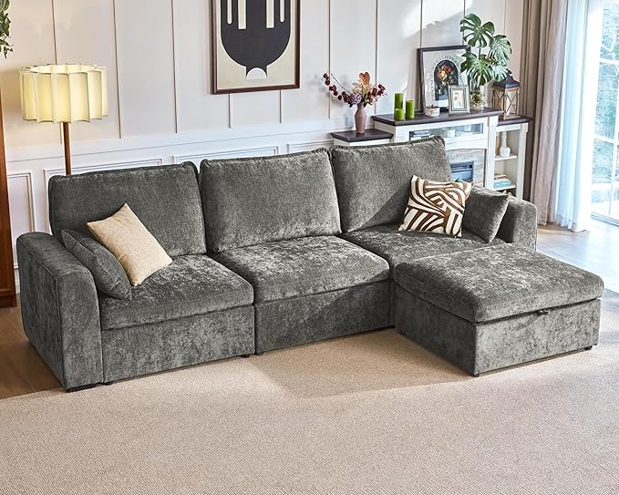 Oversized Modular Sofa Comfy Cloud Couch with Storage Wide L-Shaped Sectional Sofa Set with Chaise for Living Room