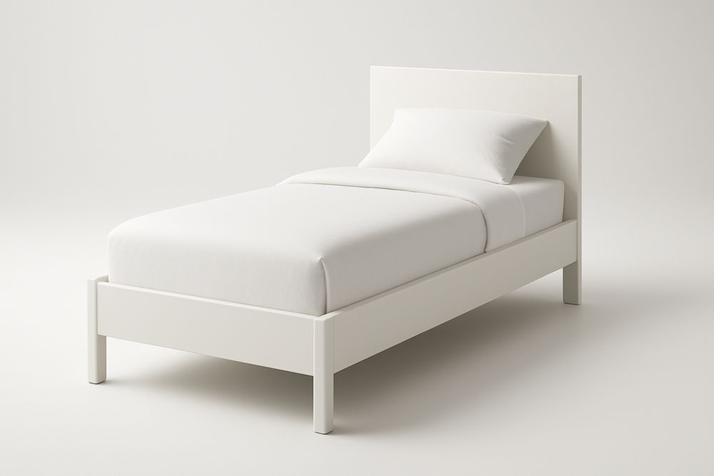 Letto Singolo in MDF Bianco con Materasso