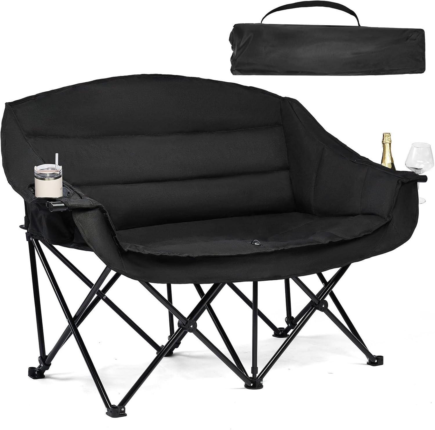 Double Camping Chair Padded Loveseat Chair for 2 Person 