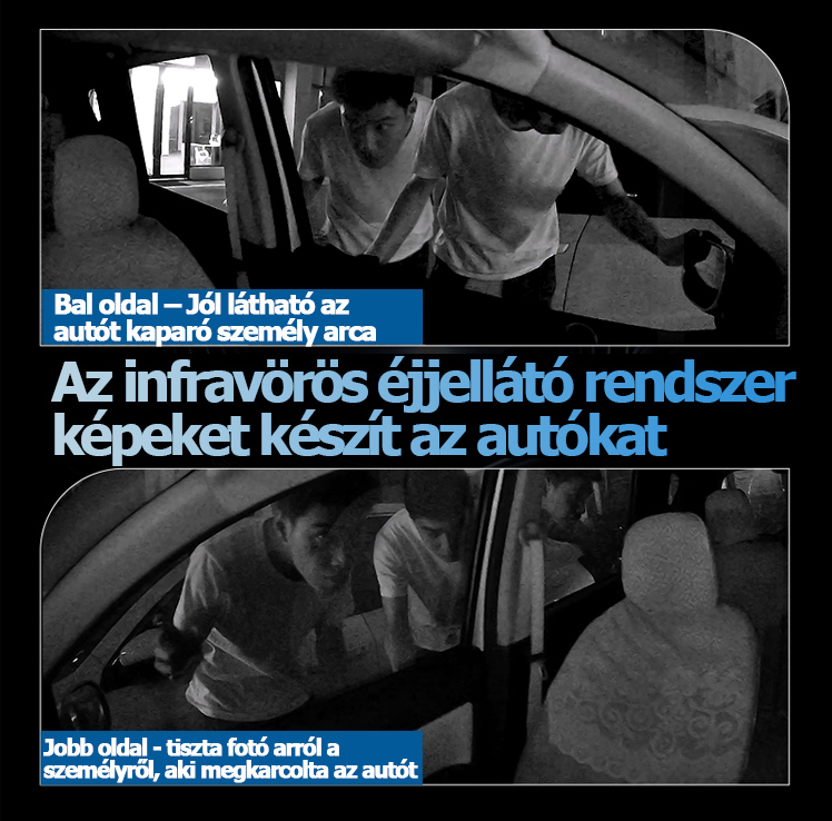 4K-s, négylencsés, őrszem üzemmódú autós kamera, parkolásfigyelés, 24 órás karcolásvédelem, 360 fokos panorámanézet, hangvezérlés.