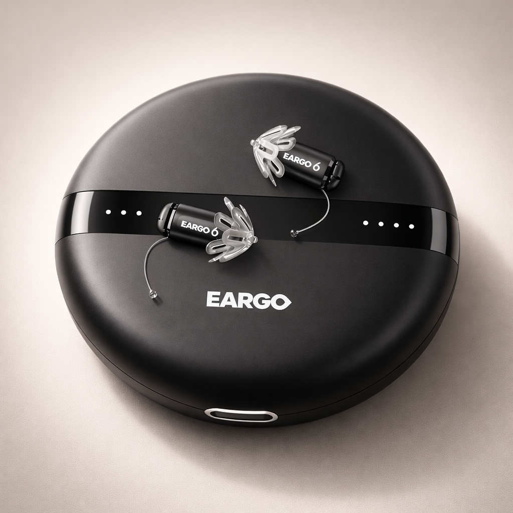 Siemens EARGO OTC hallókészülék: láthatatlan, újratölthető, rugalmas CIC, FDA által jóváhagyva.