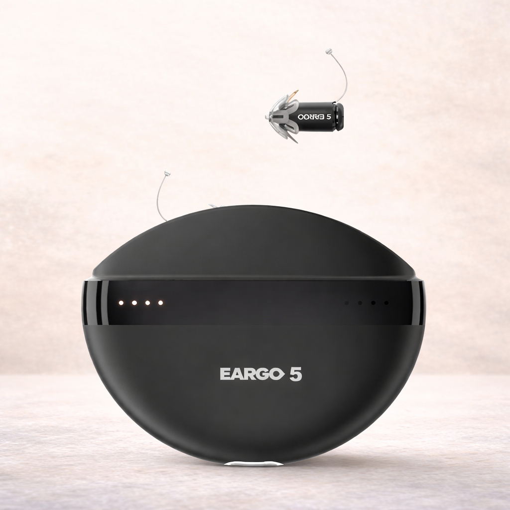 Siemens EARGO OTC hallókészülék: láthatatlan, újratölthető, rugalmas CIC, FDA által jóváhagyva.