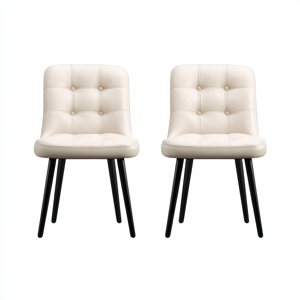 Silla de comedor tapizada de piel sintética 50x47x84 cm - beige - diseño moderno-Cottamypad