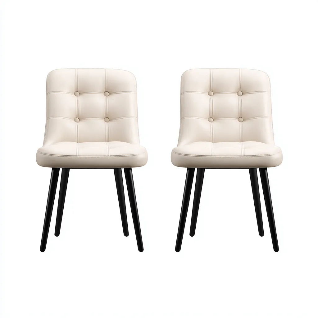 Silla de comedor tapizada de piel sintética 50x47x84 cm - beige - diseño moderno-Cottamypad