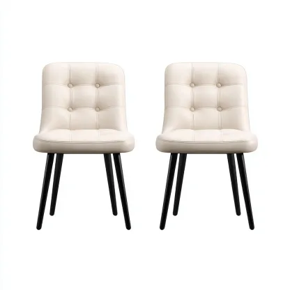 Silla de comedor tapizada de piel sintética 50x47x84 cm - beige - diseño moderno-Cottamypad