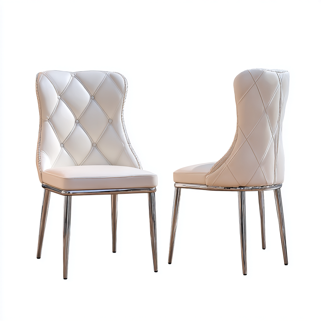 Sillas de comedor tapizado metal 50x56x90 cm - blanco-cromado - diseño moderno-Cottamypad