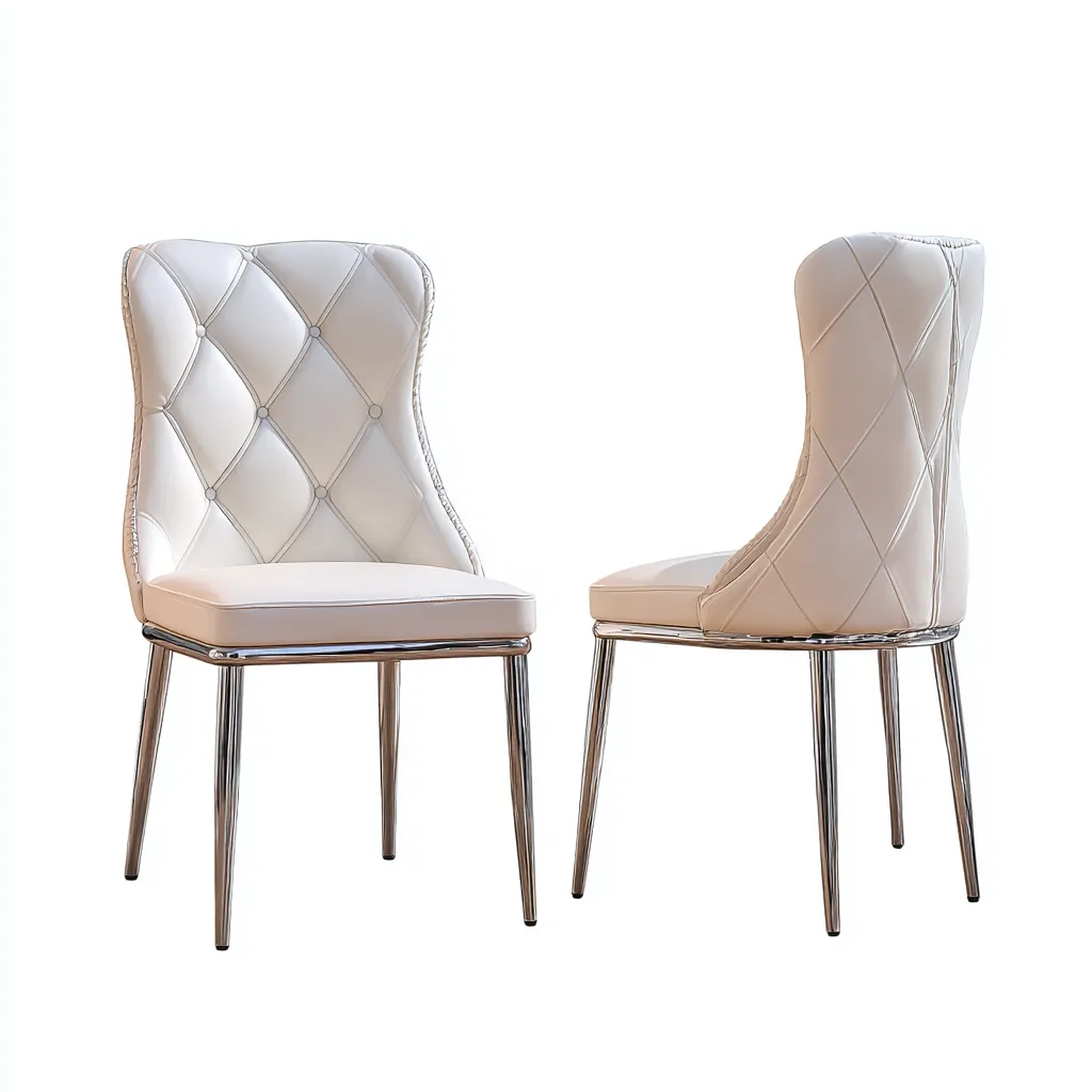 Sillas de comedor tapizado metal 50x56x90 cm - blanco-cromado - diseño moderno-Cottamypad