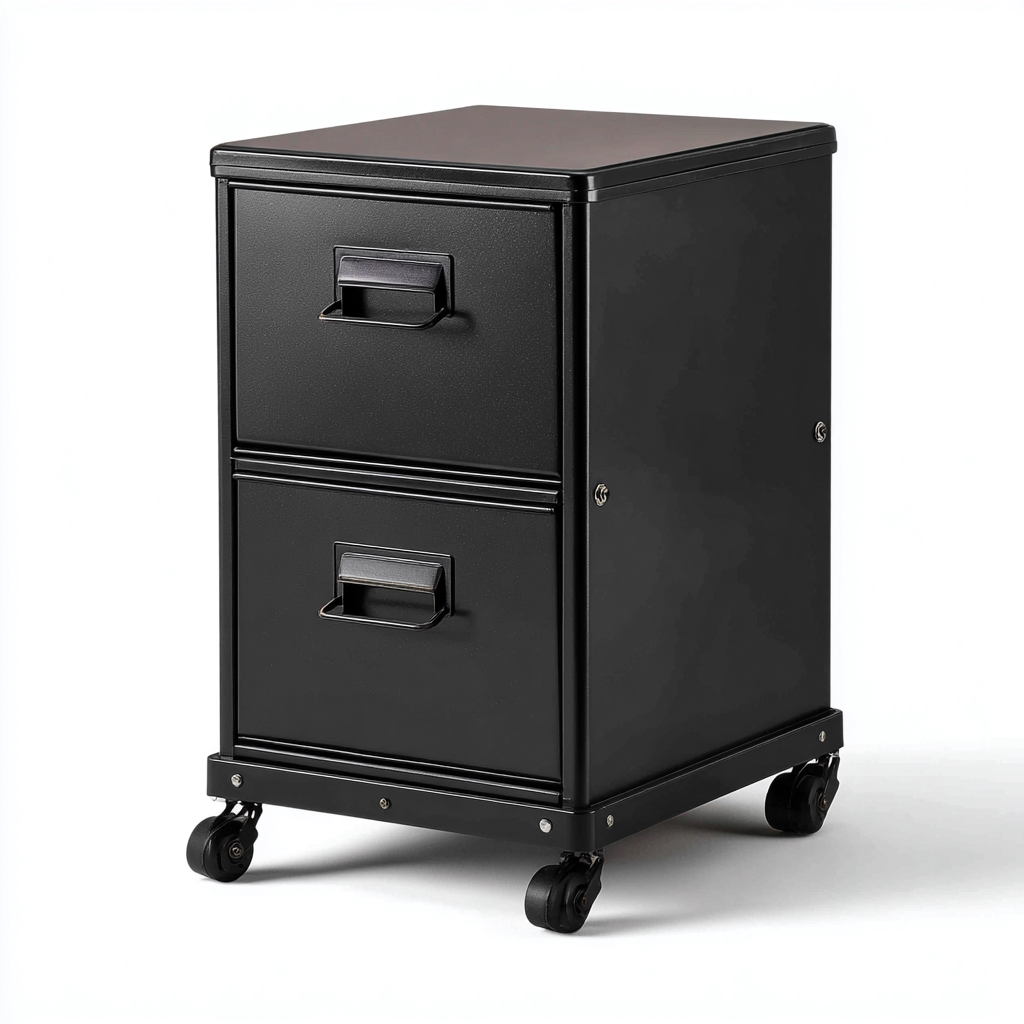 Archivador metálico con ruedas 45x40x65 cm - negro - diseño funcional-Cottamypad