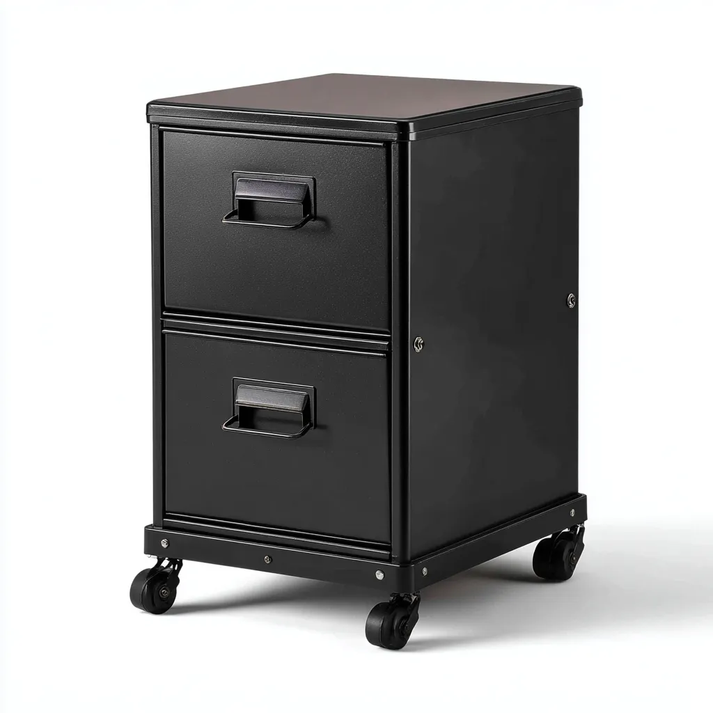 Archivador metálico con ruedas 45x40x65 cm - negro - diseño funcional-Cottamypad