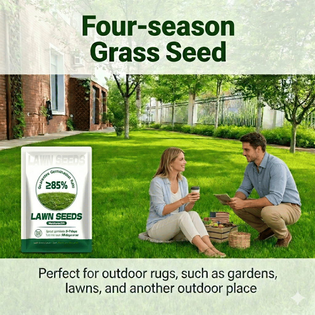 🌱 2026 Four Seasons Evergreen Grass Seed | Durable, Vibrant Green All Year