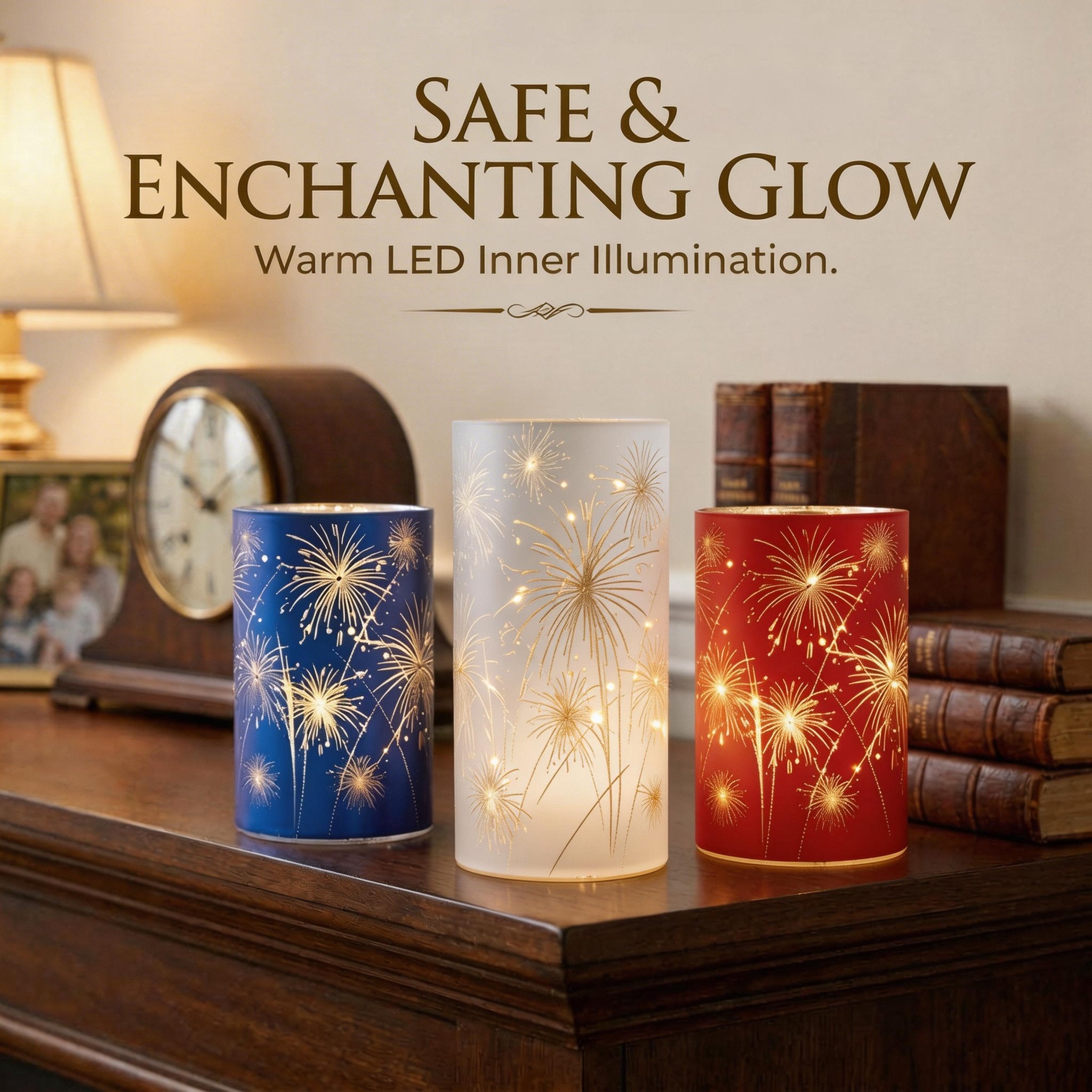 Celebration Firework Lanterns – Premium Patriotic Red, White & Blue Trio