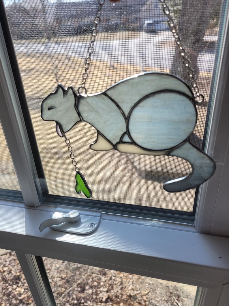 Puking Cat Stained Glass Suncatcher