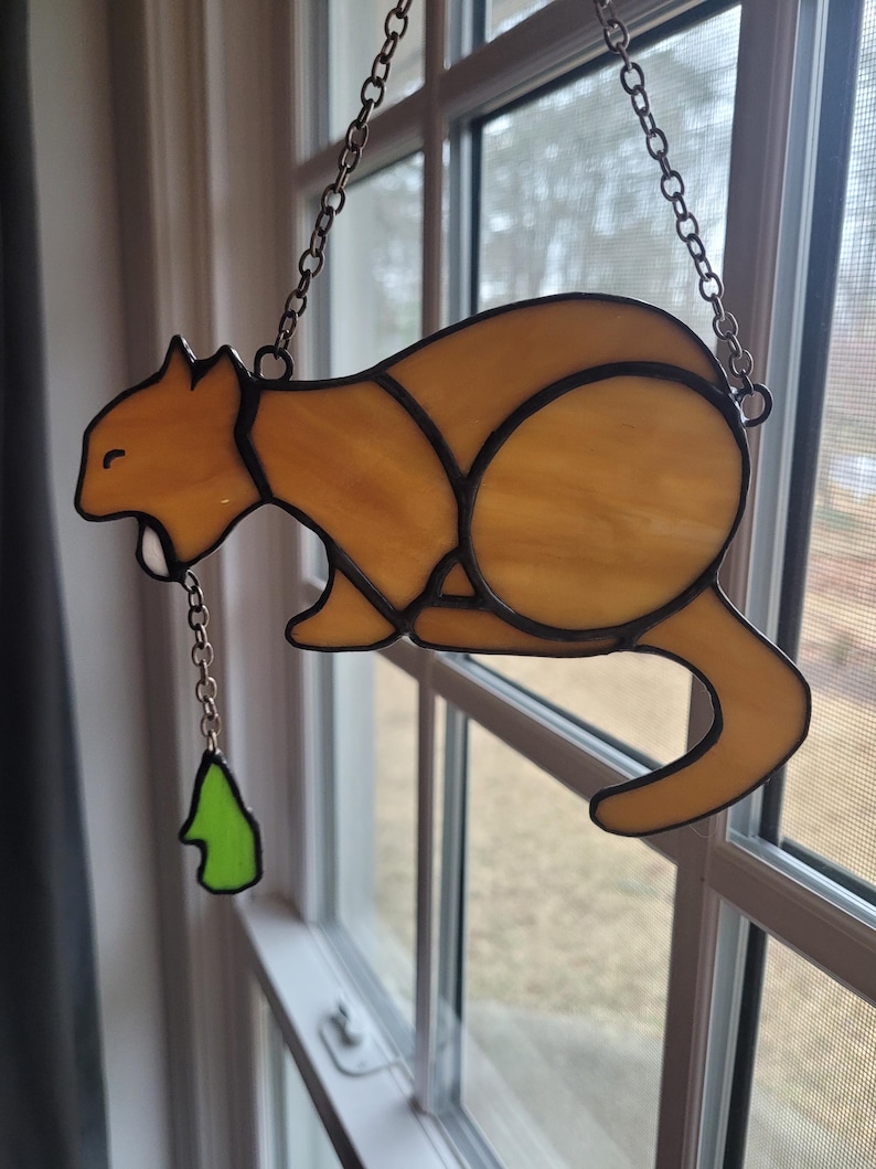 Puking Cat Stained Glass Suncatcher