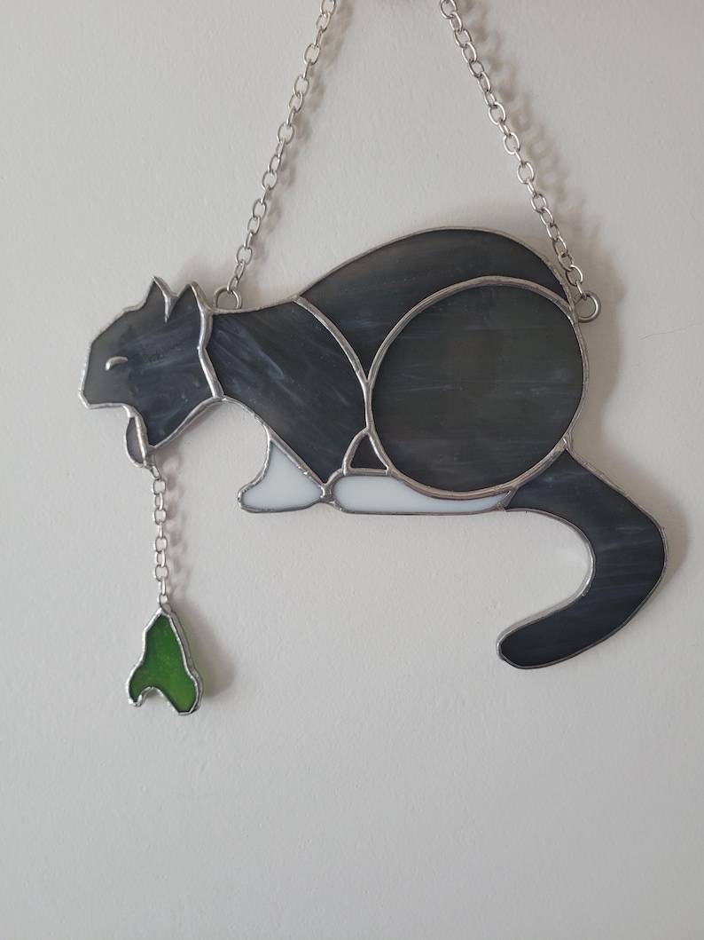 Puking Cat Stained Glass Suncatcher