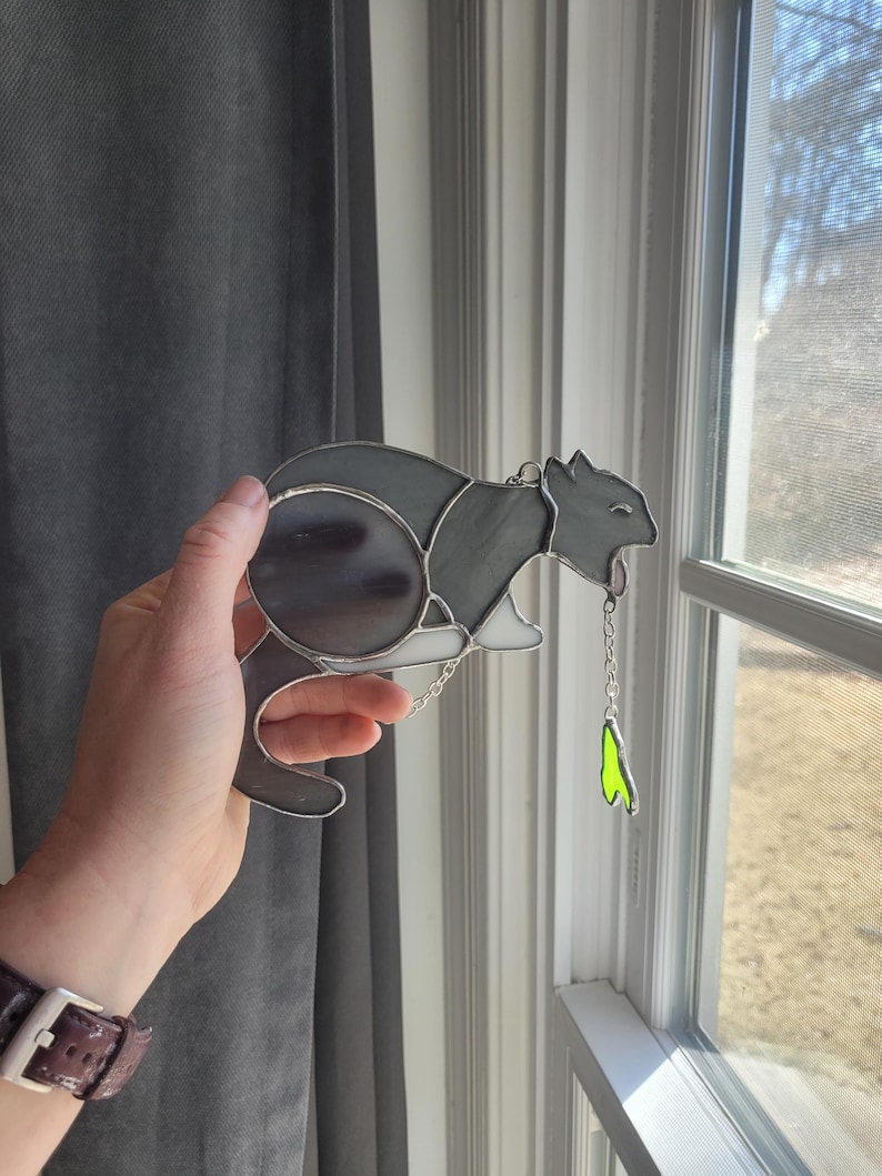 Puking Cat Stained Glass Suncatcher