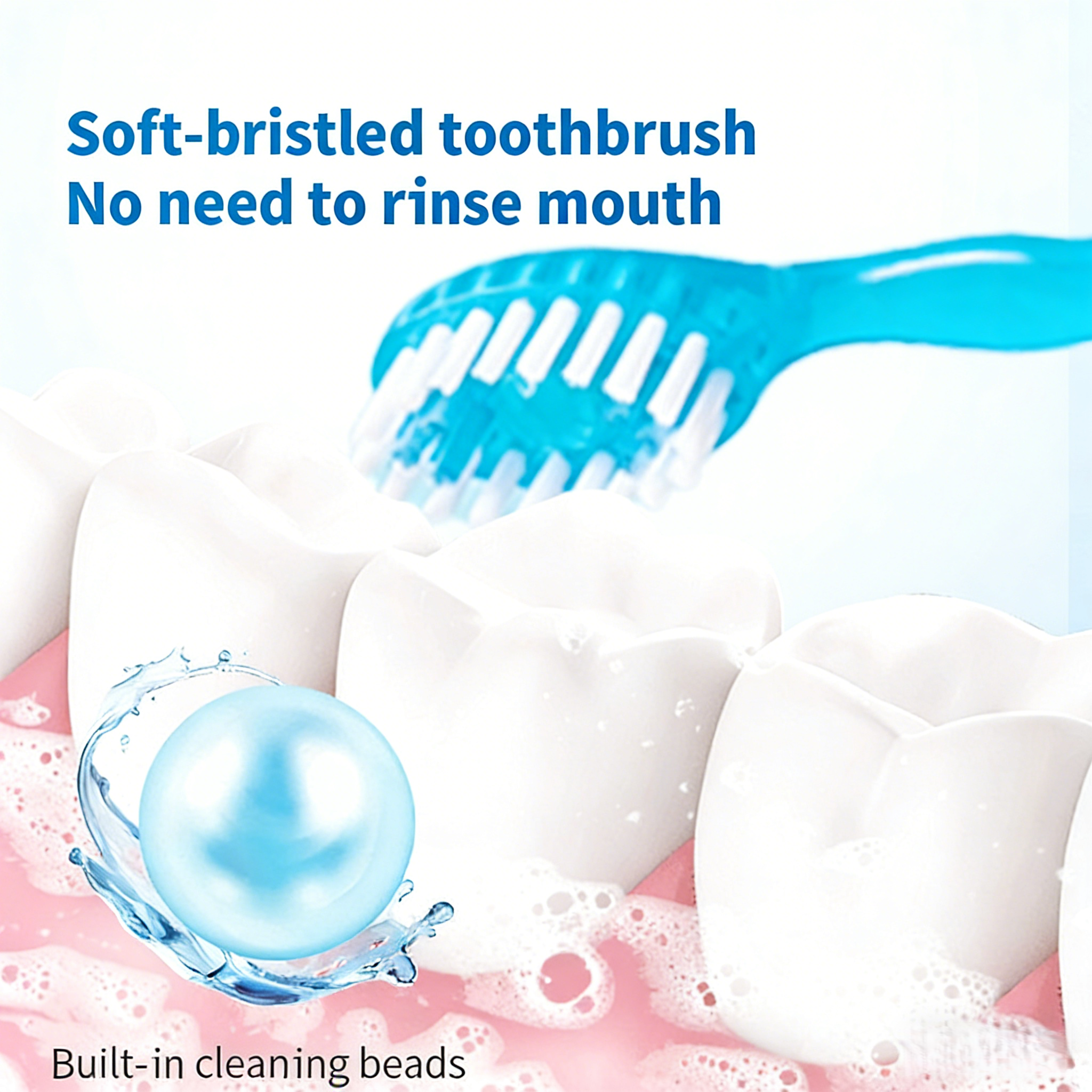 Individually Packaged Bubble Toothbrush: Disposable, Portable, 5-in-1, Soft-Bristle Dental Floss