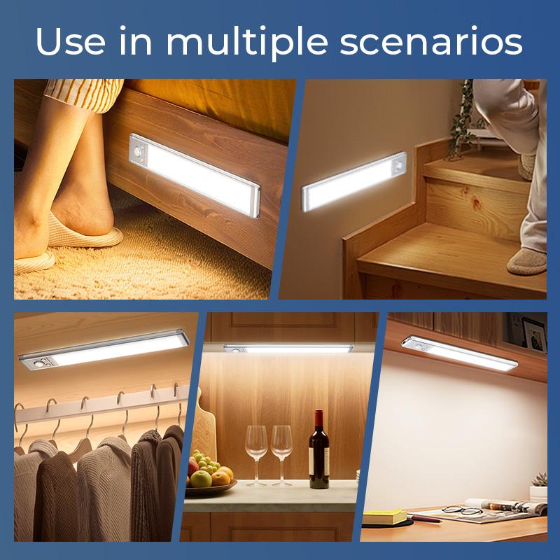 Under Cabinet Lights,Motion Sensor Night Light Indoor，USB Rechargeable 1500mAh LED Light, Magnetic Dimmable Night Light for Kitchen, Pantry, Closet,Coffee，Closet & Stairs