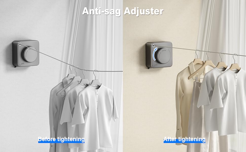 Anti-sag retractable clothesline