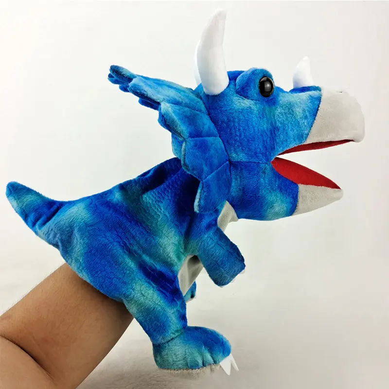Dinosaur Hand Puppets Interactive Toy 11.8 Inch Plush Stuffed Animals with Open Movable Mouth, Stuffed Animal Puppets Interactive Toy Storytelling Gifts for Birthday,Imaginative Play, Girls, Boys