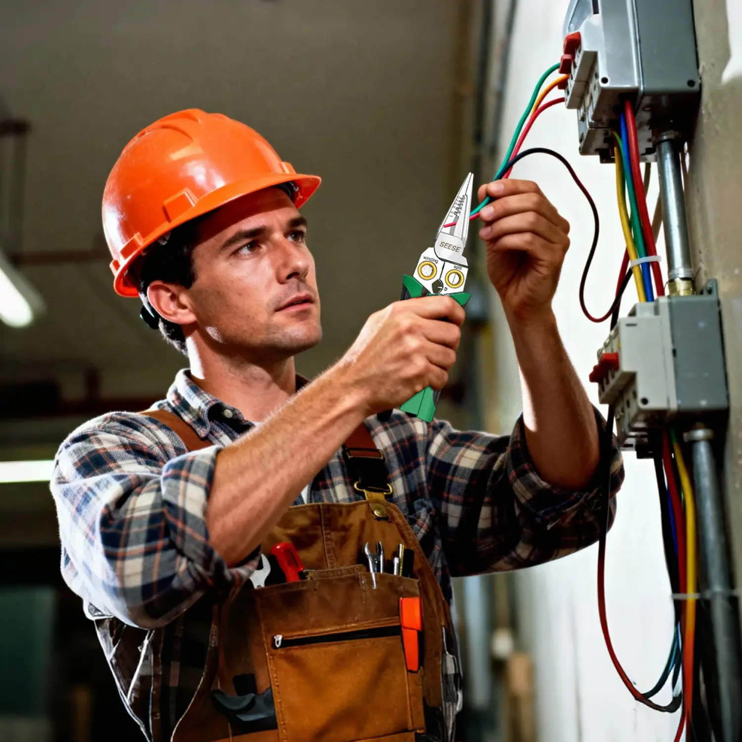 SEESE 8 in 1 Wire Stripper Twister for Cutting and Pulling Wires, Voltage Tester Pliers,Cable Scissors, 12V to 250V Live,Null,Hot Wire Judgment AC DC, Audible and Flashing LED Alarms