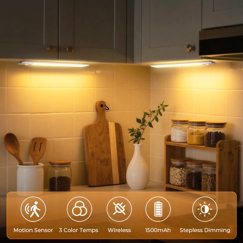 Under Cabinet Lights,Motion Sensor Night Light Indoor，USB Rechargeable 1500mAh LED Light, Magnetic Dimmable Night Light for Kitchen, Pantry, Closet,Coffee，Closet & Stairs