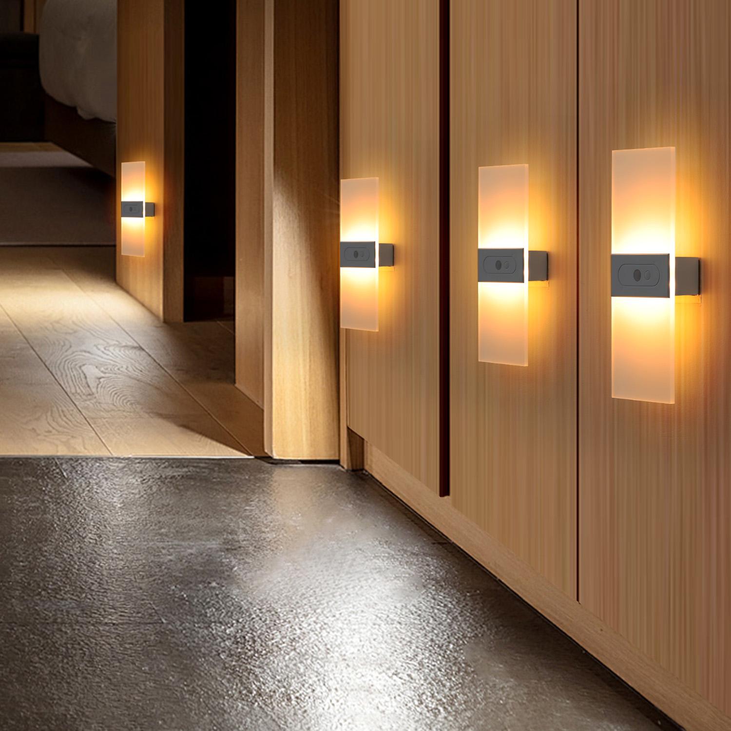 6000K Warm White Motion Sensor Wall Sconce – Battery‑Powered, USB‑Rechargeable Wireless Indoor Night Light for Hallway, Stairs & Living Room