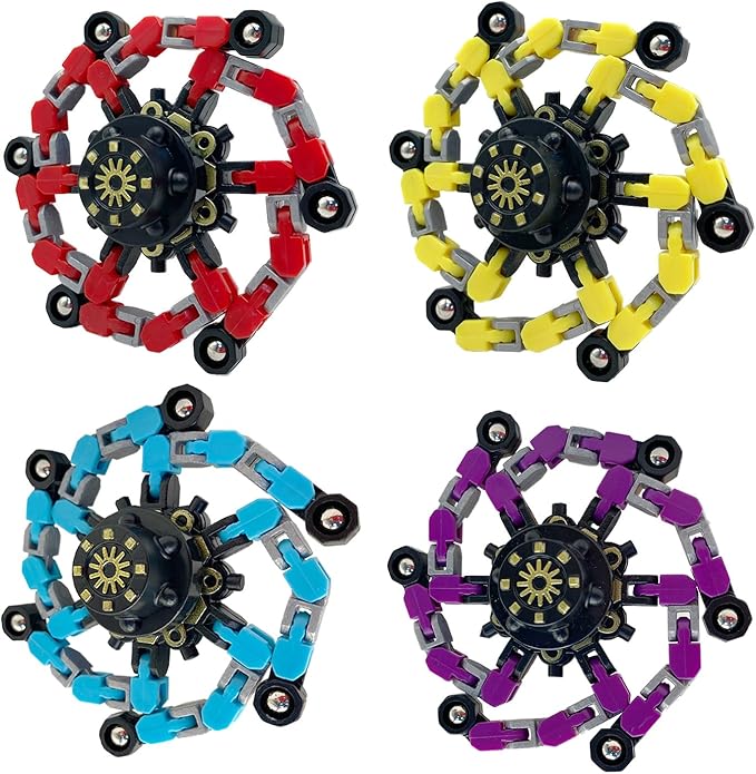 Transformable Fidget Spinner Toys 4 Pack Sensory ADHD & Autism Fidget Toys for Kids Teens & Adults Shape Shifting Anti Anxiety Stress Relief Toy Party Favors & Classroom for Boys & Girls