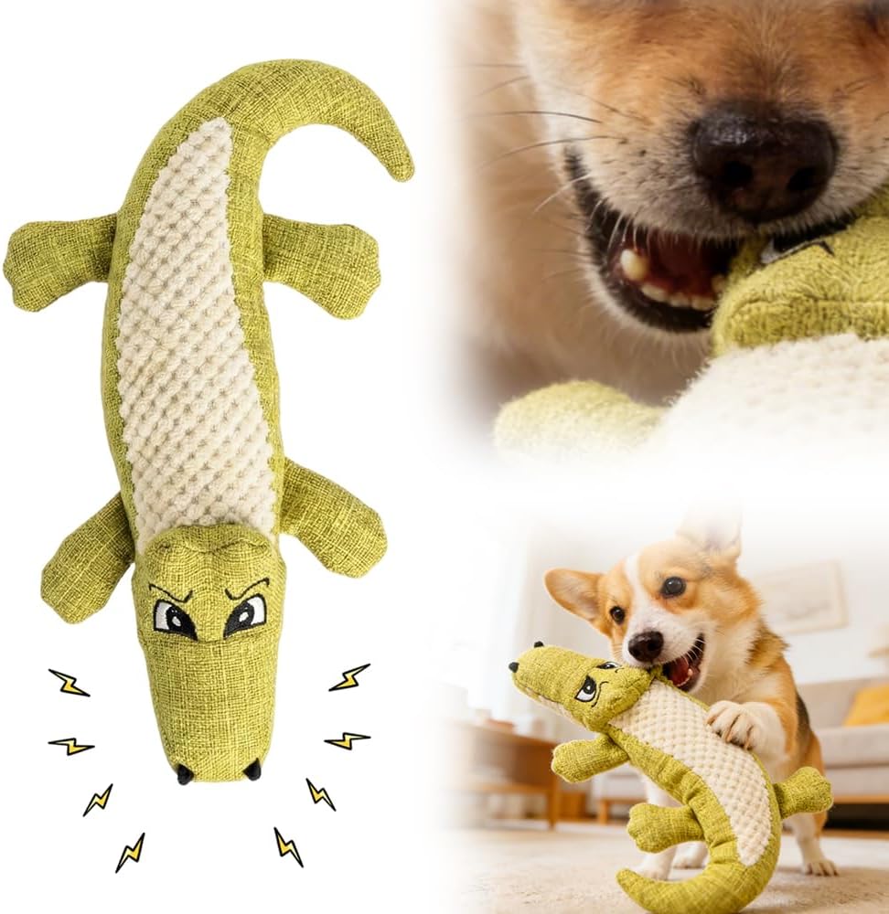 Indestructible Dog Toys for Aggressive Chewers, 2026 New Crocodile Plush Dog Toy, Durable Alligator Teething Dog Toy, Interactive Stuffed Dog Toy for Small Medium Large Dogs (2PCS, Blue+Red)