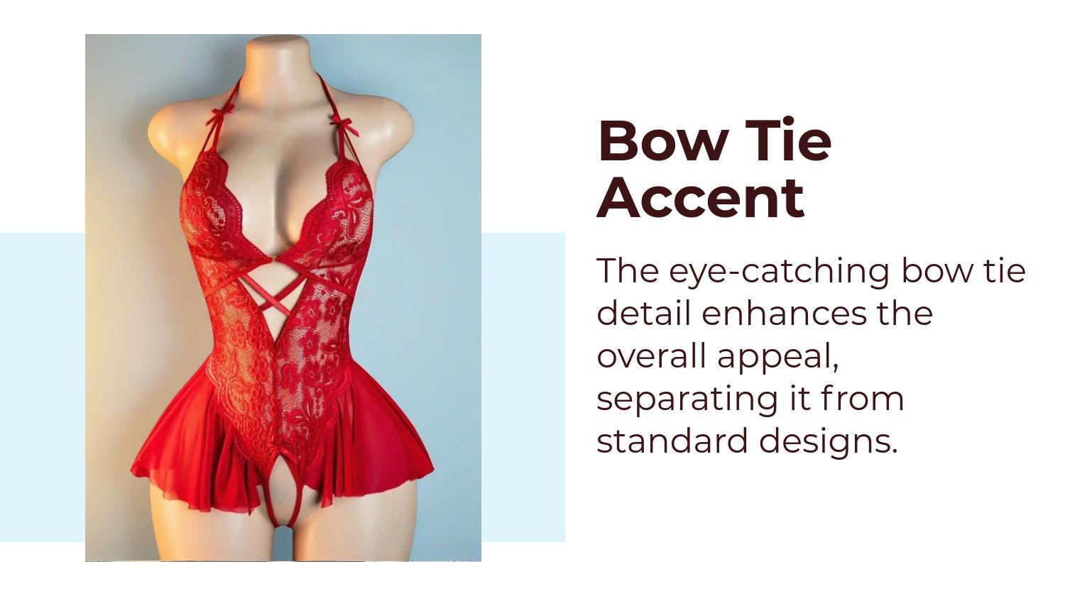 Women's Sexy One-Piece Floral Lace Bow Tie, Fitted All-Season Fashion, Perfect for Casual Wear & Stylish Occasions