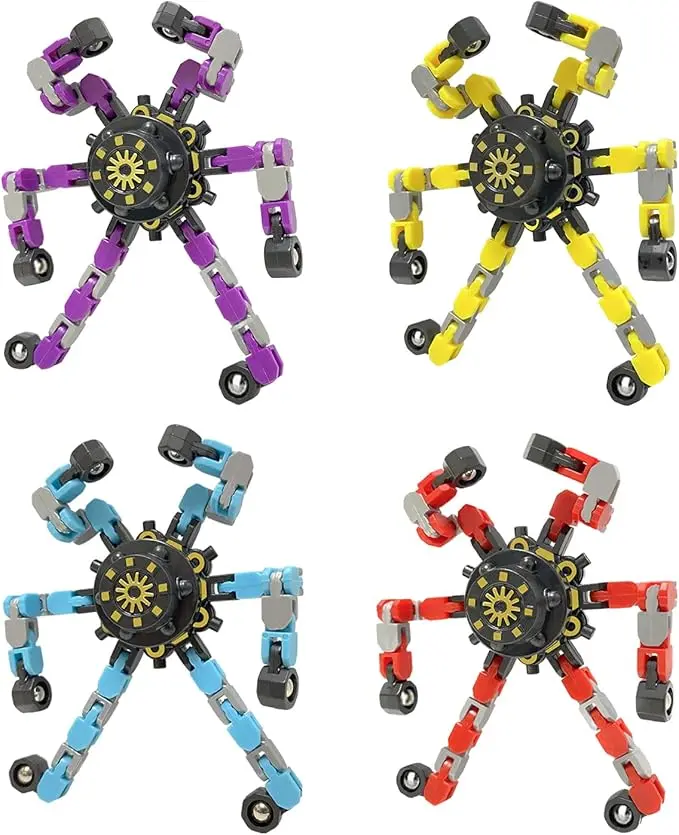 Global hot styleTransformable Fidget Spinner Toys 4 Pack Sensory ADHD & Autism Fidget Toys for Kids Teens & Adults Shape Shifting Anti Anxiety Stress Relief Toy Party Favors & Classroom for Boys & Girls