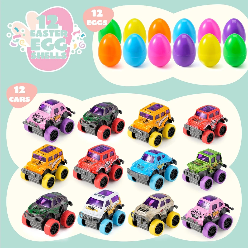 Lumosliving™ Easter Eggs with Monster Trucks