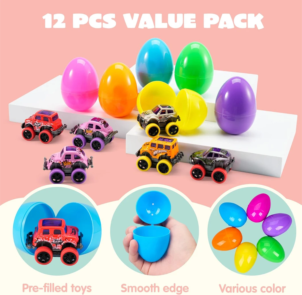 Lumosliving™ Easter Eggs with Monster Trucks