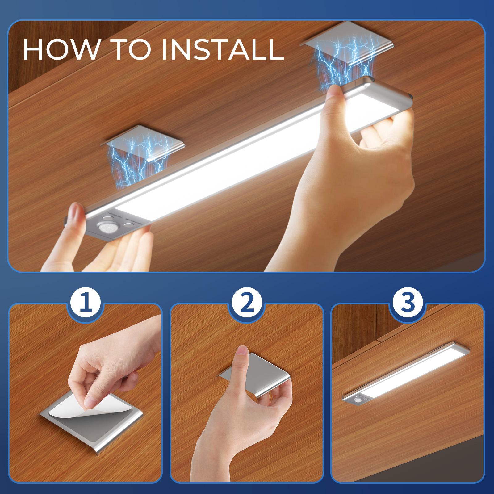 Under Cabinet Lights,Motion Sensor Night Light Indoor，USB Rechargeable 1500mAh LED Light, Magnetic Dimmable Night Light for Kitchen, Pantry, Closet,Coffee，Closet & Stairs