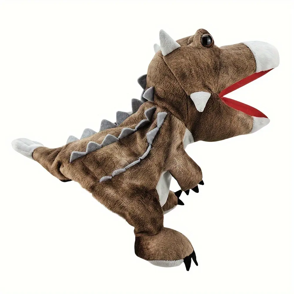 Dinosaur Hand Puppets Interactive Toy 11.8 Inch Plush Stuffed Animals with Open Movable Mouth, Stuffed Animal Puppets Interactive Toy Storytelling Gifts for Birthday,Imaginative Play, Girls, Boys