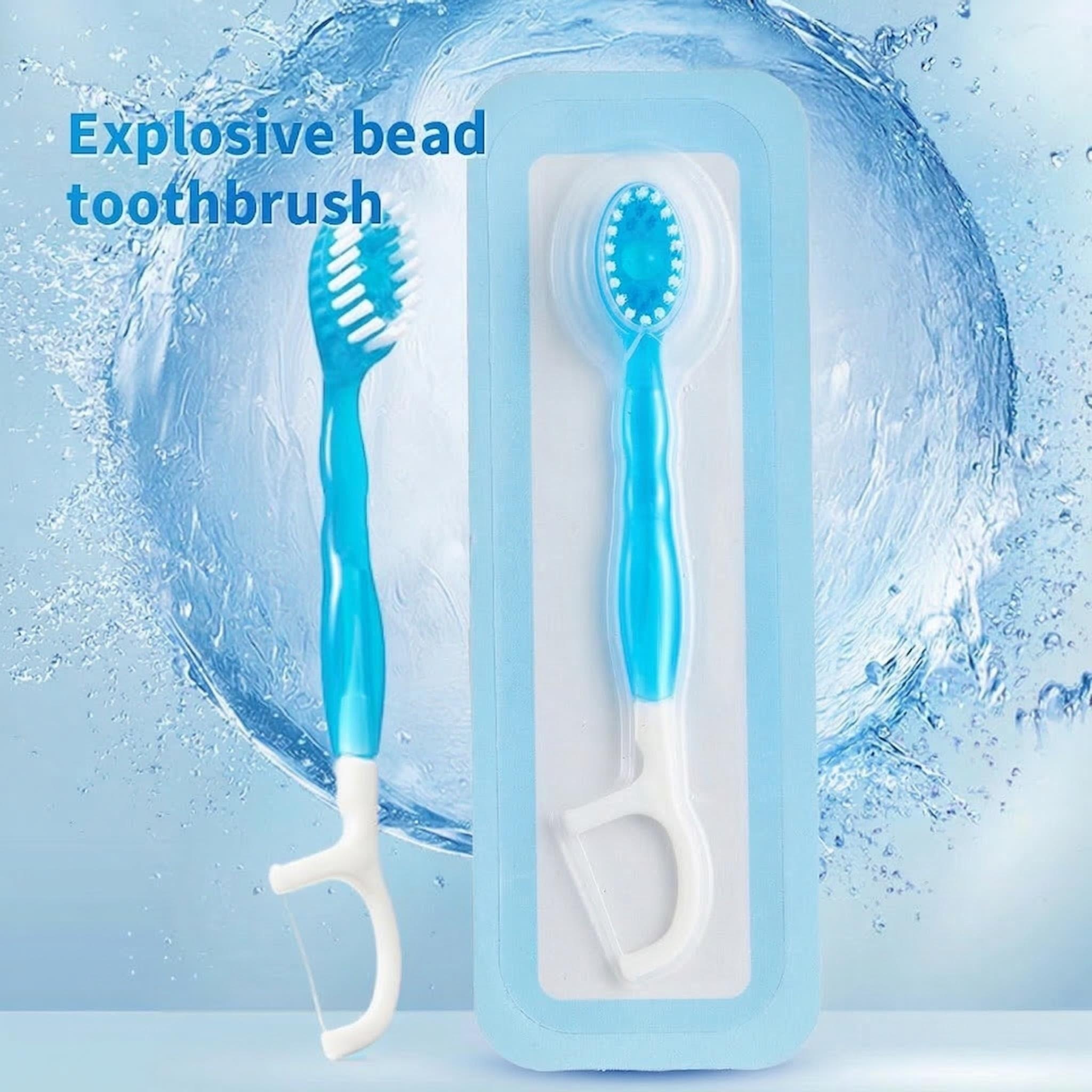 Individually Packaged Bubble Toothbrush: Disposable, Portable, 5-in-1, Soft-Bristle Dental Floss