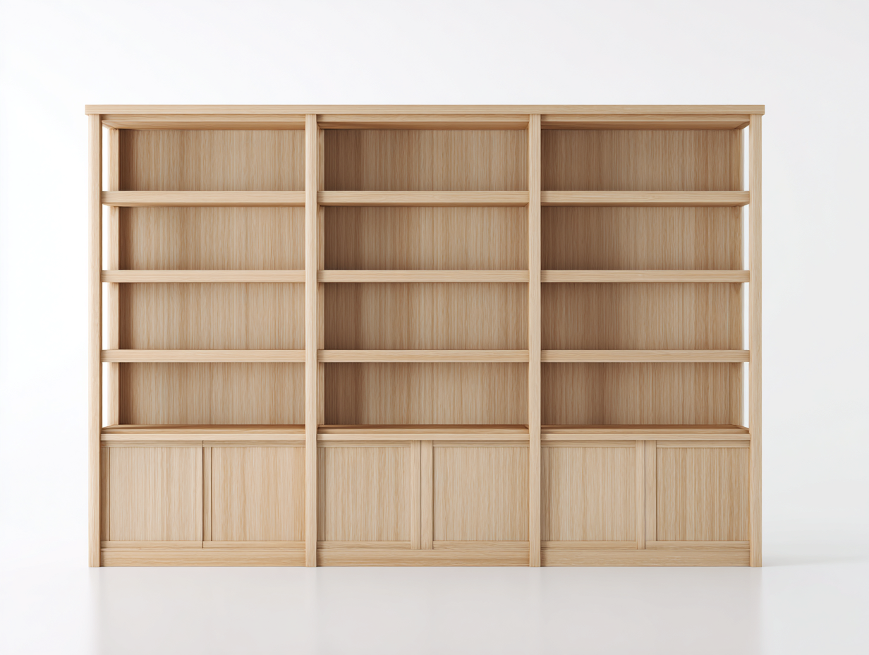 Librería-madera maciza-180x40x200 cm-marrón claro-estantería para salón estilo natural