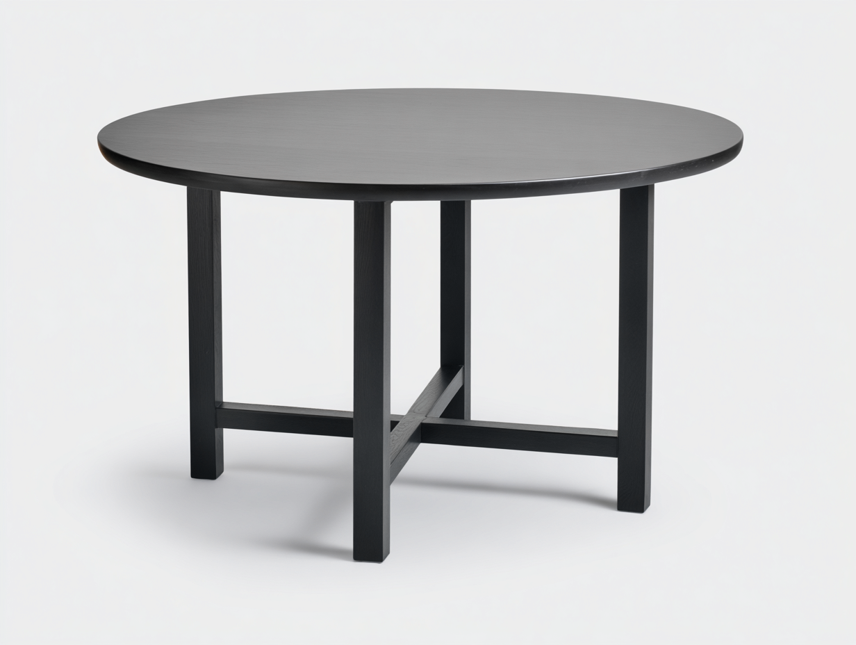 Mesa de comedor redonda madera 120x120x75 cm-negro-diseño moderno para comedor